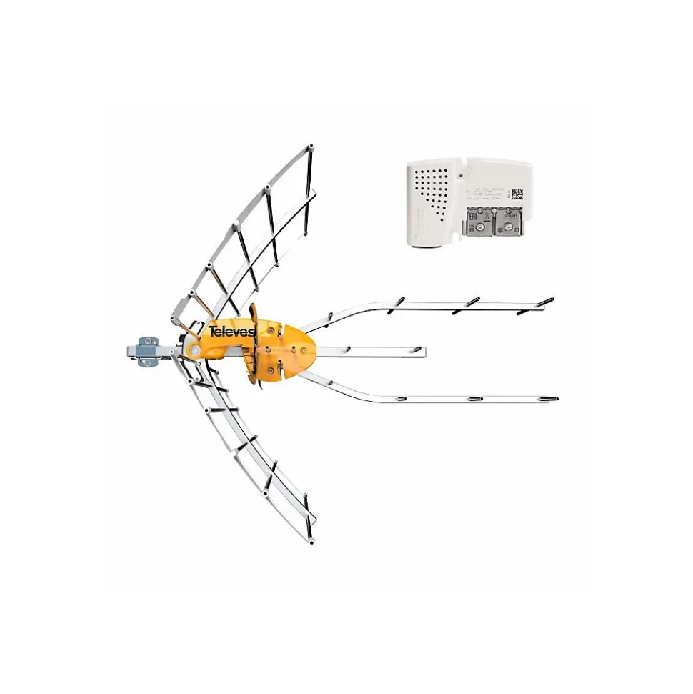 148921 Antenne TV Rateau Terrestre Ellipse UHF (C21-48) G 38dBi LTE700 + Alimentation 12V TELEVES