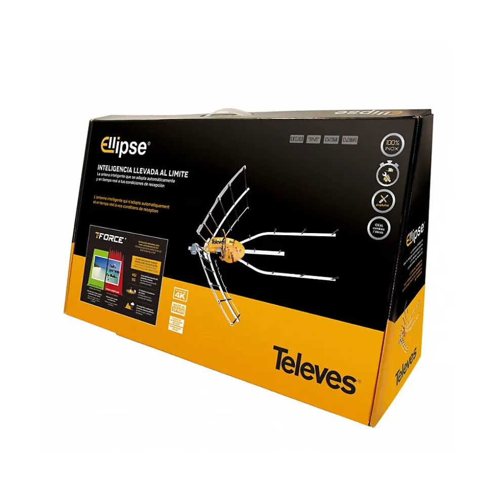 148921 Antenne TV Rateau Terrestre Ellipse UHF (C21-48) G 38dBi LTE700 + Alimentation 12V TELEVES