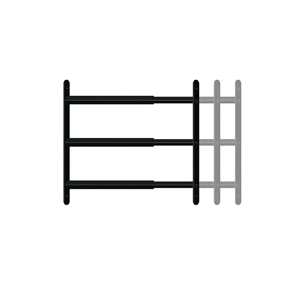 3 barreaux télescopiques de fenêtre, acier noir Afbat, L.48 à 90 cm