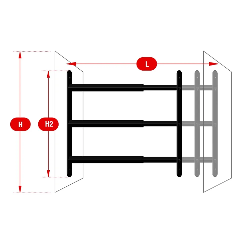 3 barreaux télescopiques de fenêtre, acier noir Afbat, L.48 à 90 cm