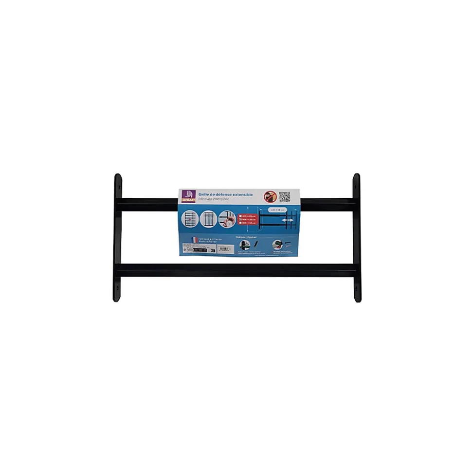 2 barreaux télescopiques de fenêtre, acier noir, Afbat, L.48 à 90 cm