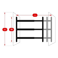 3 barreaux télescopiques de fenêtre, acier gris anthracite, Afbat, L.48 à 90 cm