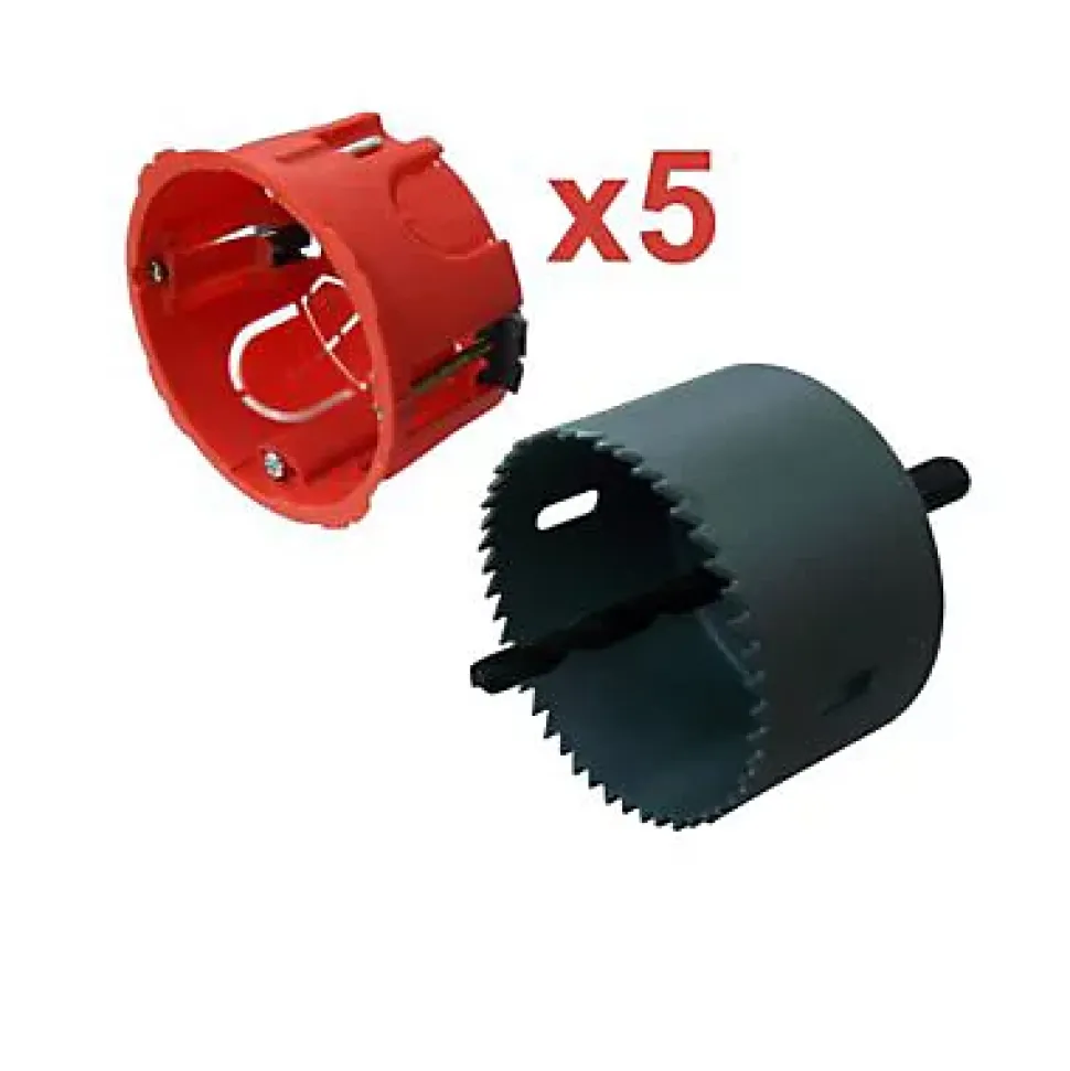 5 boîtes d'encastrement à sceller + scie cloche Zenitech