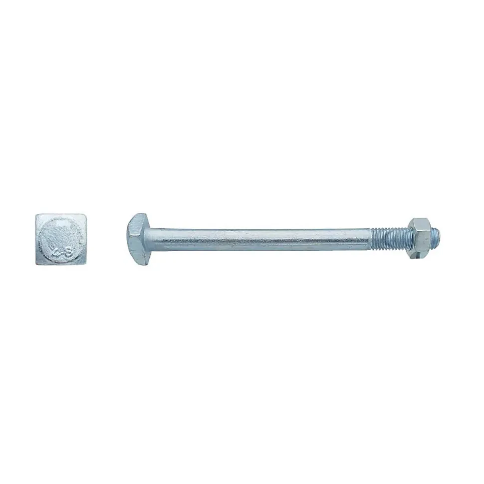 25 Boulons Charpente Bois Tête Carrée 16 x 225 mm - NFE 27341 - Zingué blanc - D-Work