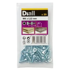 20 boulons tête cylindrique acier zingué 4 x 12 mm