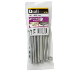 10 boulons tête héxagonale inox 6 x 80 mm