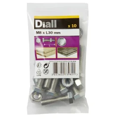 10 boulons tête héxagonale inox 8 x 30 mm