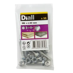 10 boulons tête héxagonale inox 6 x 30 mm