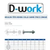 25 Boulons Tête Ronde Collet Carré TRCC 10 x 180 mm - DIN 603 - Zingué blanc - D-Work