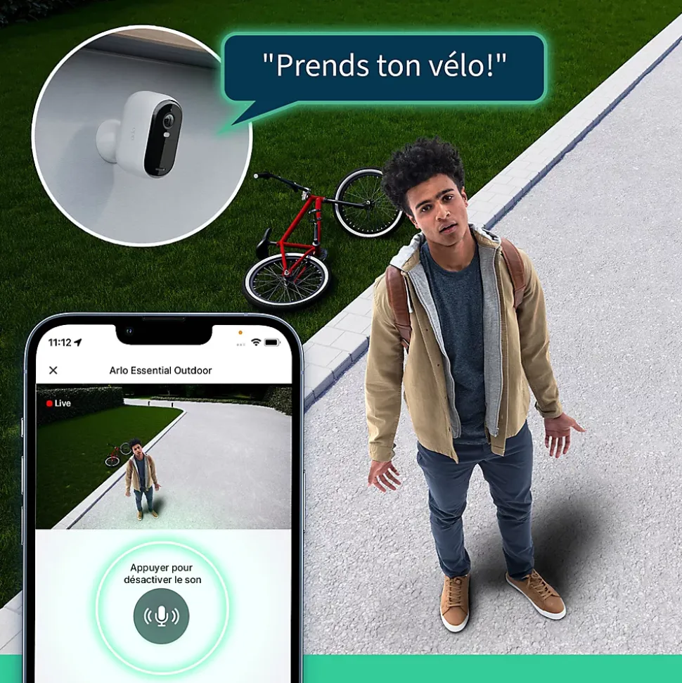 2 caméras de vidéosurveillance extérieures 2K blanches Arlo Essential2