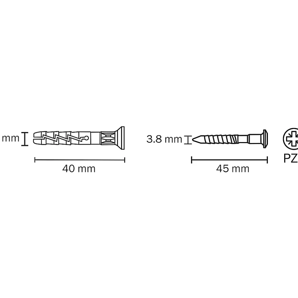 20 chevilles à frapper Diall nylon CS PZ Ø6x40mm