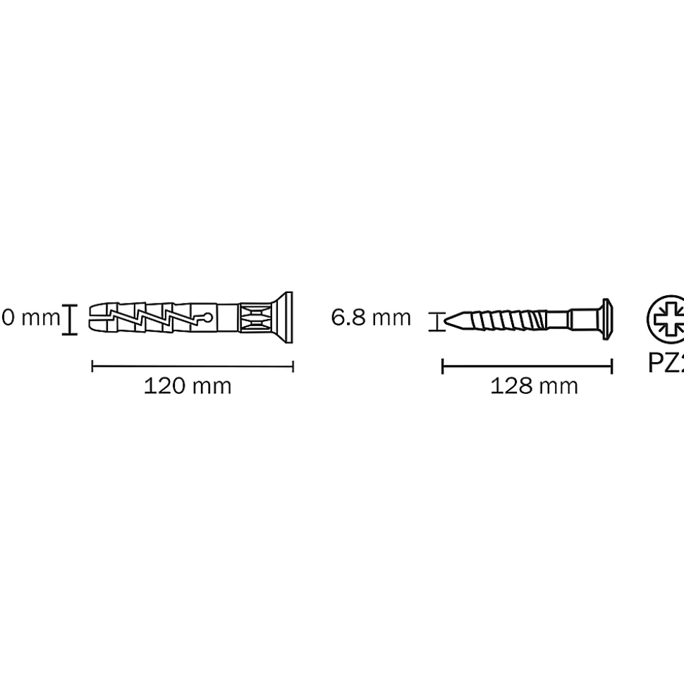 10 chevilles à frapper Diall nylon CS PZ Ø10x120mm