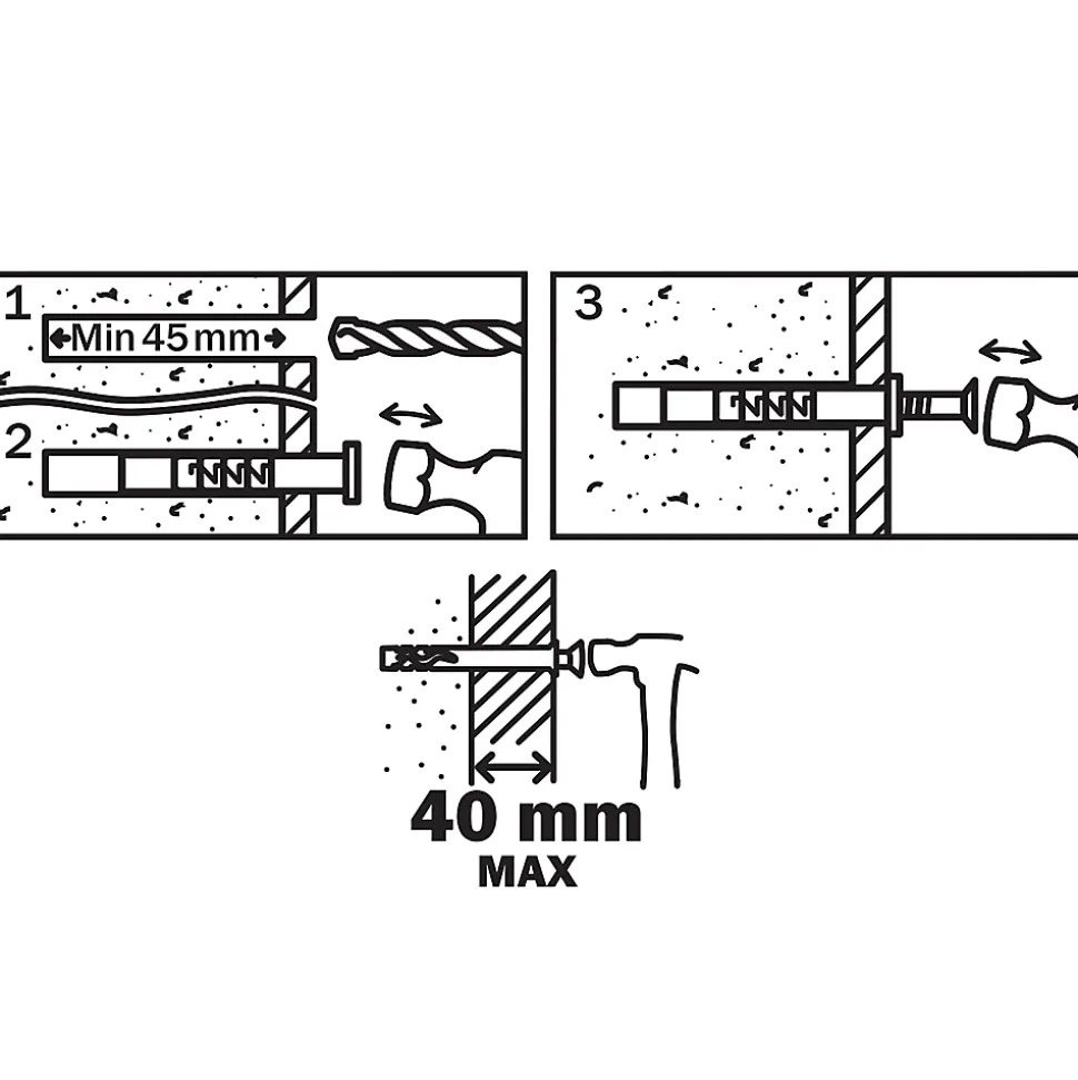 10 chevilles à frapper Diall nylon CS PZ Ø8x80mm