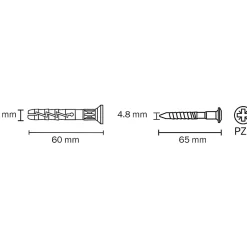 10 chevilles à frapper Diall nylon CS PZ Ø8x60mm