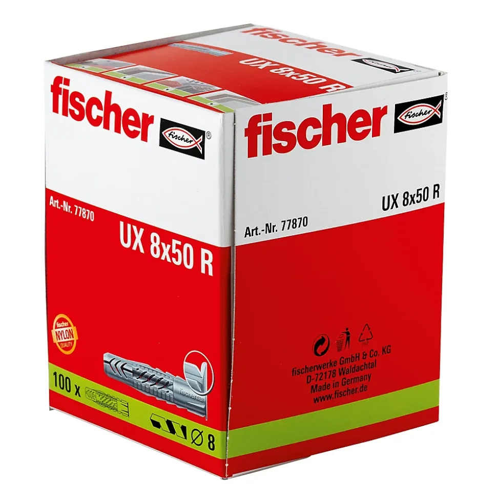 100 chevilles avec collerette UX 8X50R