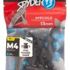 12 chevilles corps creux acier zingué Spyder M4 13mm + vis tête fraisée noires