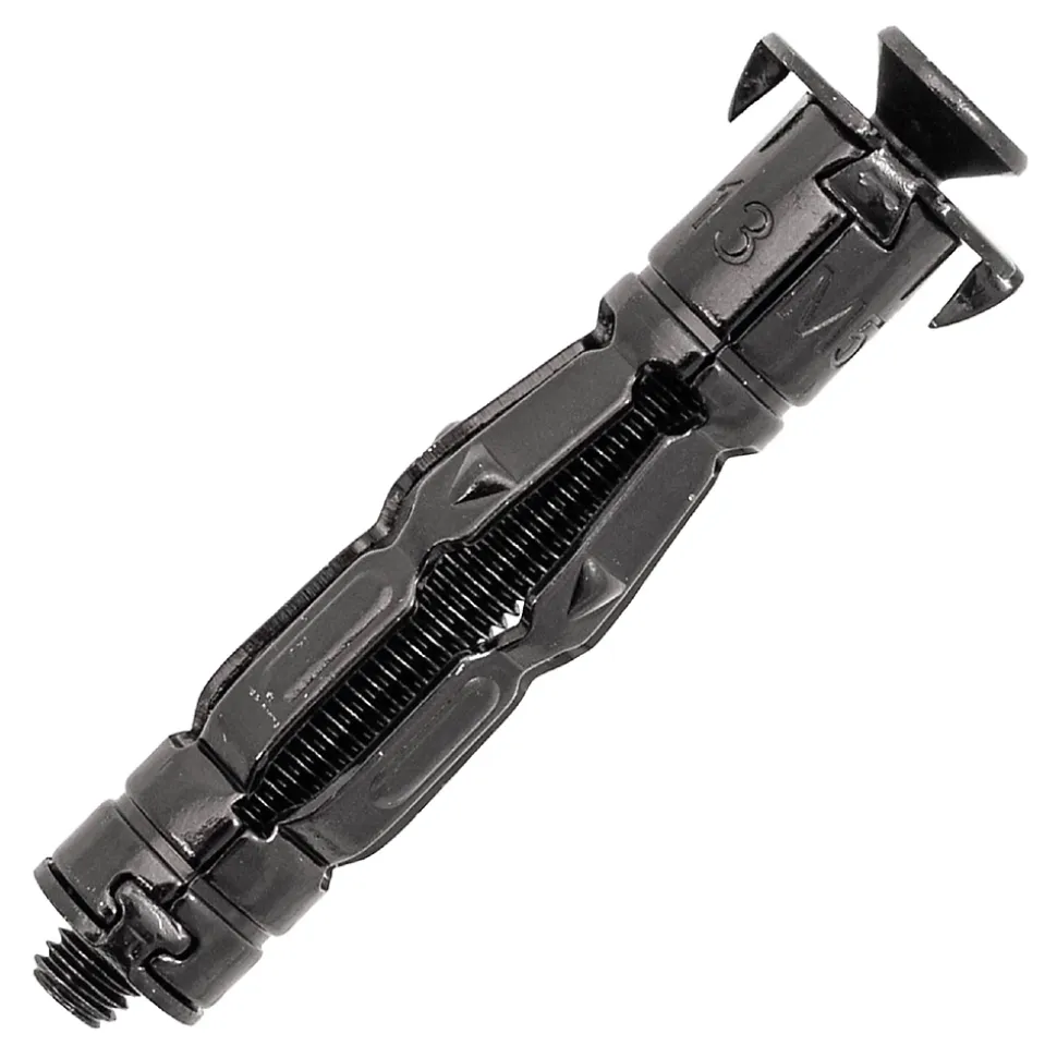 12 chevilles corps creux acier zingué Spyder M4 13mm + vis tête fraisée noires