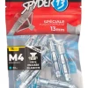 12 chevilles corps creux acier zingué Spyder M4 13mm + vis tête fraisée blanches