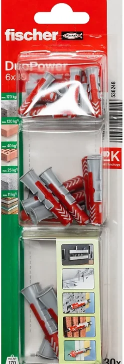 10 chevilles Fischer Duopower 3 diam 6-8-10mm sans vis