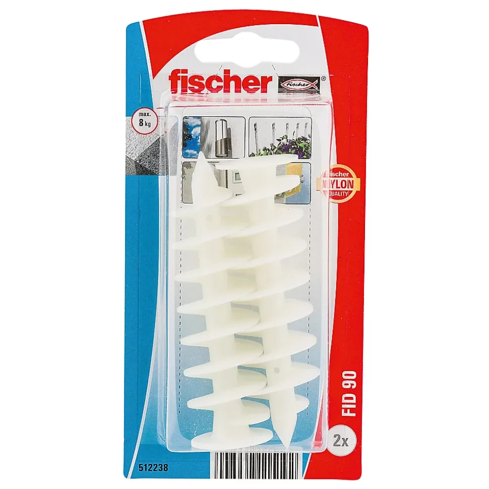 2 chevilles polystyrène pour charge moyenne Fischer 25x90mm