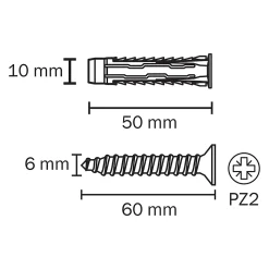 5 chevilles universelles Diall nylon CL PZ Ø10x50mm
