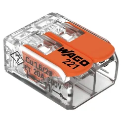 100 connecteur WAGO 2 entrées pour fil souple ou rigide