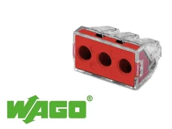 50 connecteurs WAGO 3 entrées (rouge) pour fil 6mm