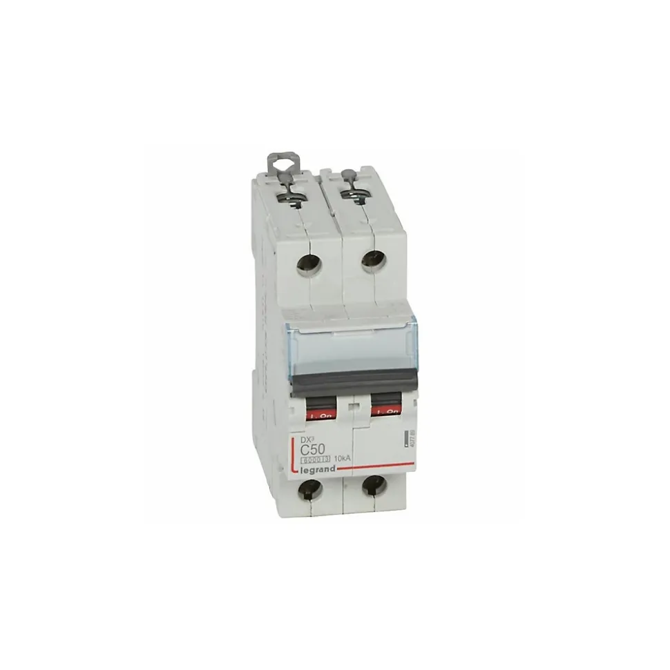 407789 Disjoncteur Bipolaire 50a - 2p Courbe C - 6/10ka - à Vis - Legrand Dx3