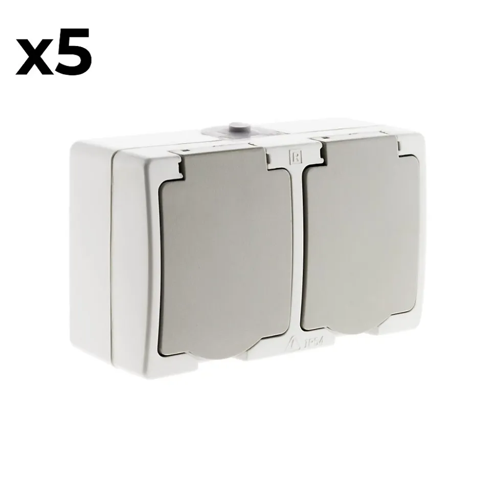 5 doubles prises 2P+T raccordement rapide Zenitech
