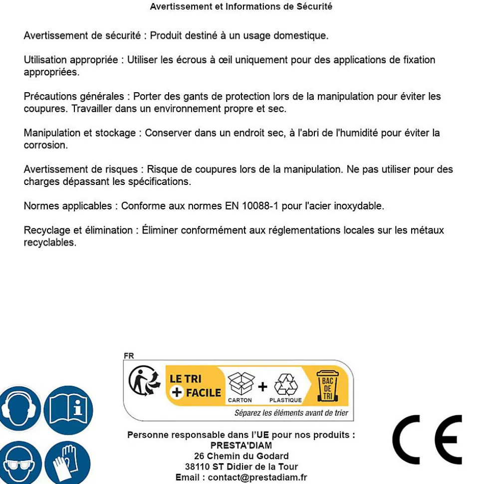 5 Ecrous à Oeil M24 mm - Inox A2 - D-Work