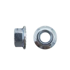 100 Ecrous Hexagonaux à Embase Crantée M10 mm - DIN 6923 - 8 - Zingué blanc - D-Work