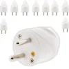 10 fiches mâles coudées 16A 2P+T blanc Zenitech
