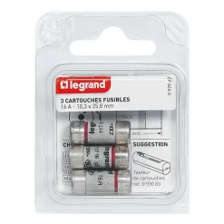 3 fusibles céramique Legrand 10.3 x 25.8 mm avec voyant