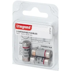 3 fusibles céramique Legrand 10.3 x 25.8 mm avec voyant