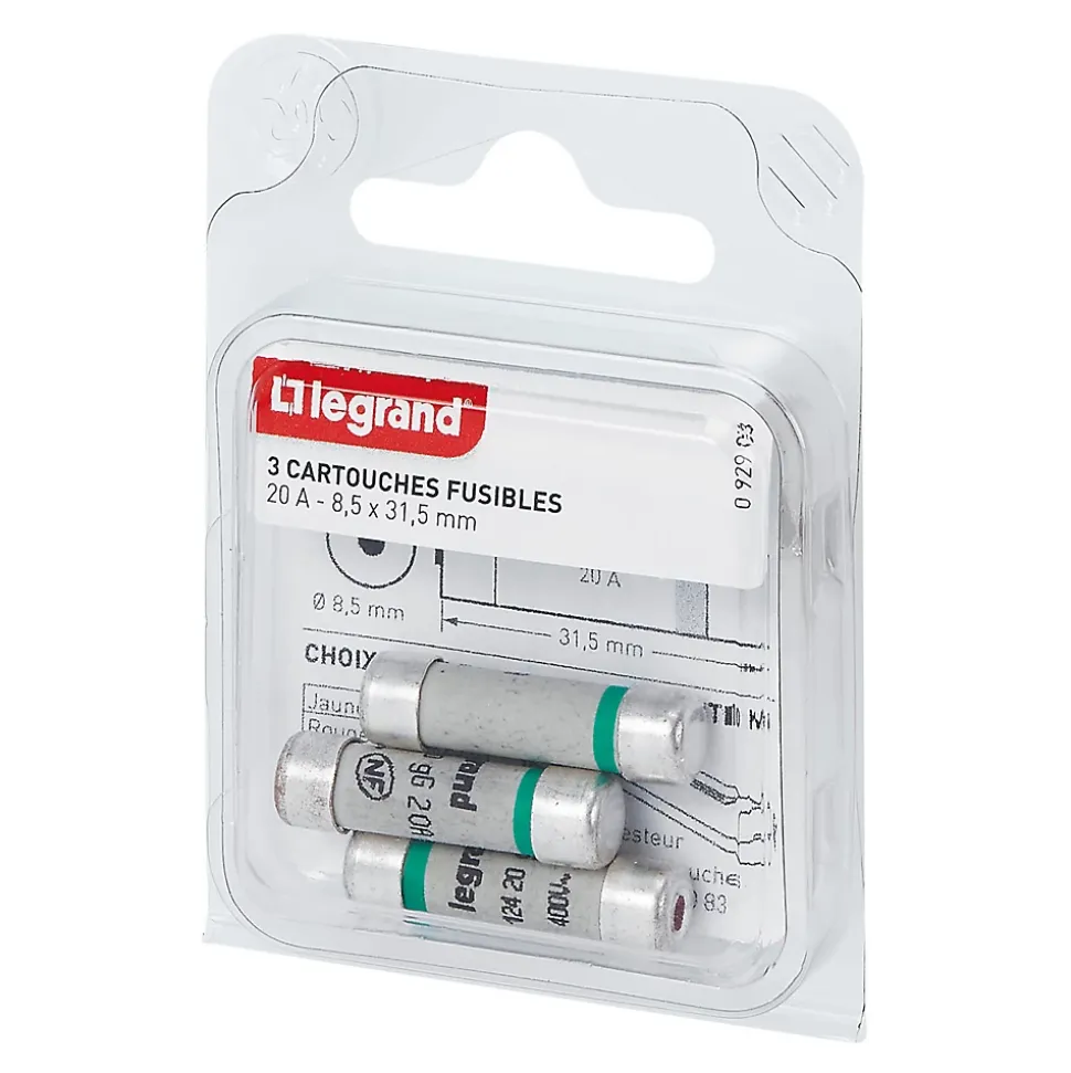 3 fusibles céramique Legrand 8.5 x 31.5 mm avec voyant