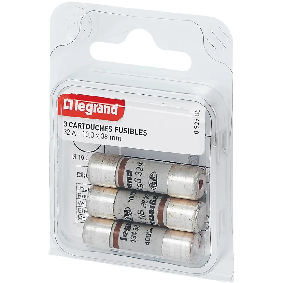 3 fusibles céramique Legrand 10.3 x 38 mm avec voyant