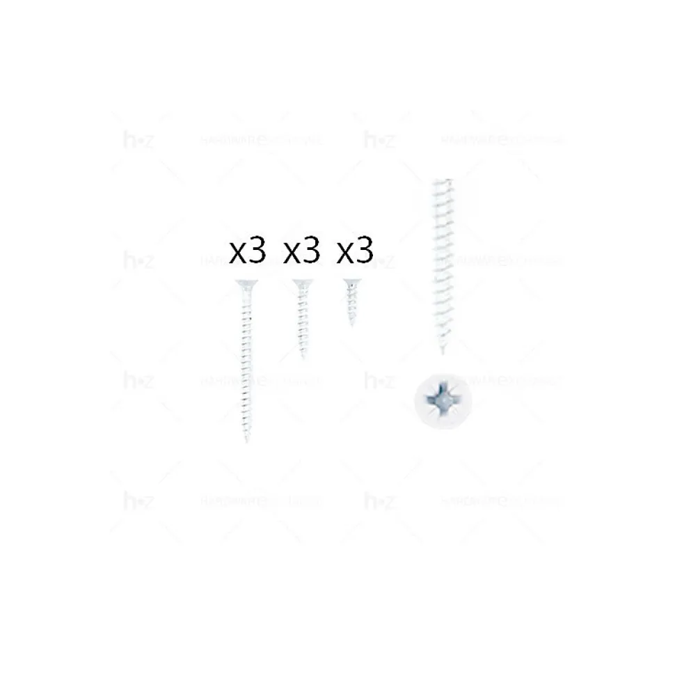 1 kit composés de 3 vis 35x16 + 3 vis 4x25 + 3 vis 4x50 Vernis blanc mat, Lot de 6