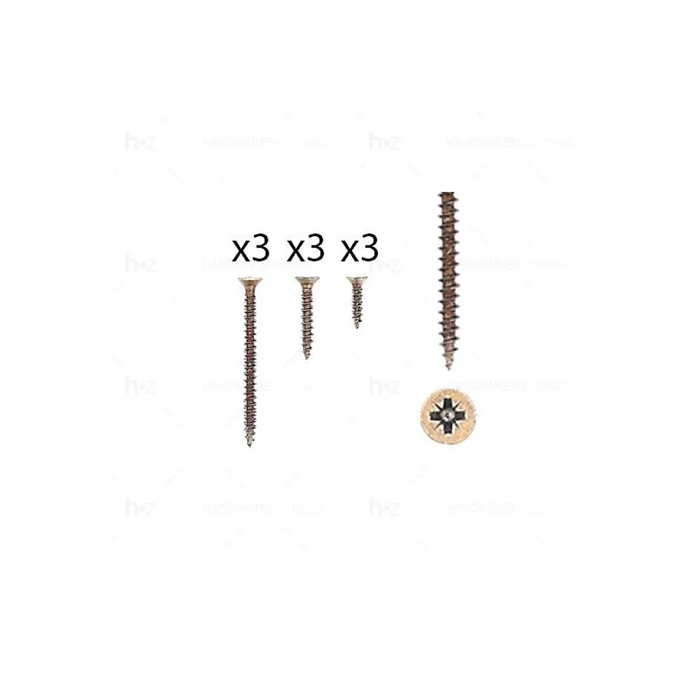 1 kit composés de 3 vis 35x16 + 3 vis 4x25 + 3 vis 4x50 Florence antique Lot de 25