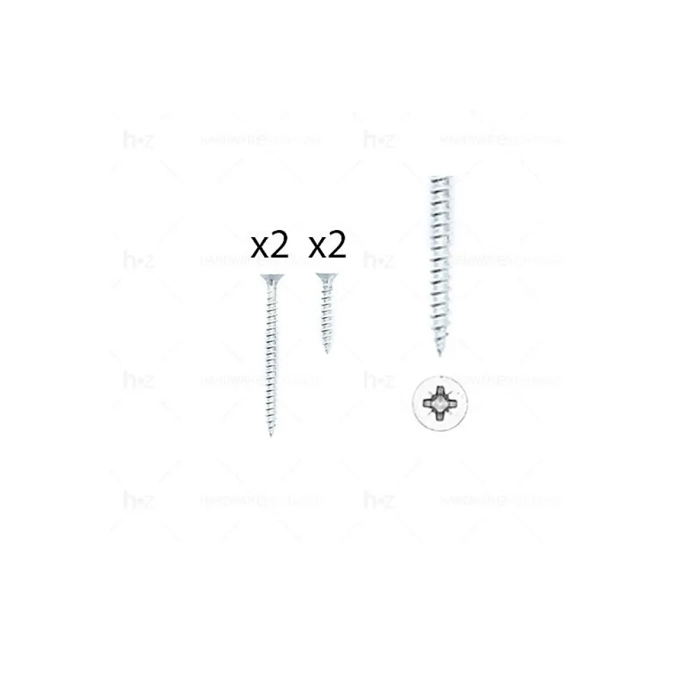 1 kit composés de 2 vis 4x25 mm + 2 vis 4x50 mm argent brillant Lot de 25