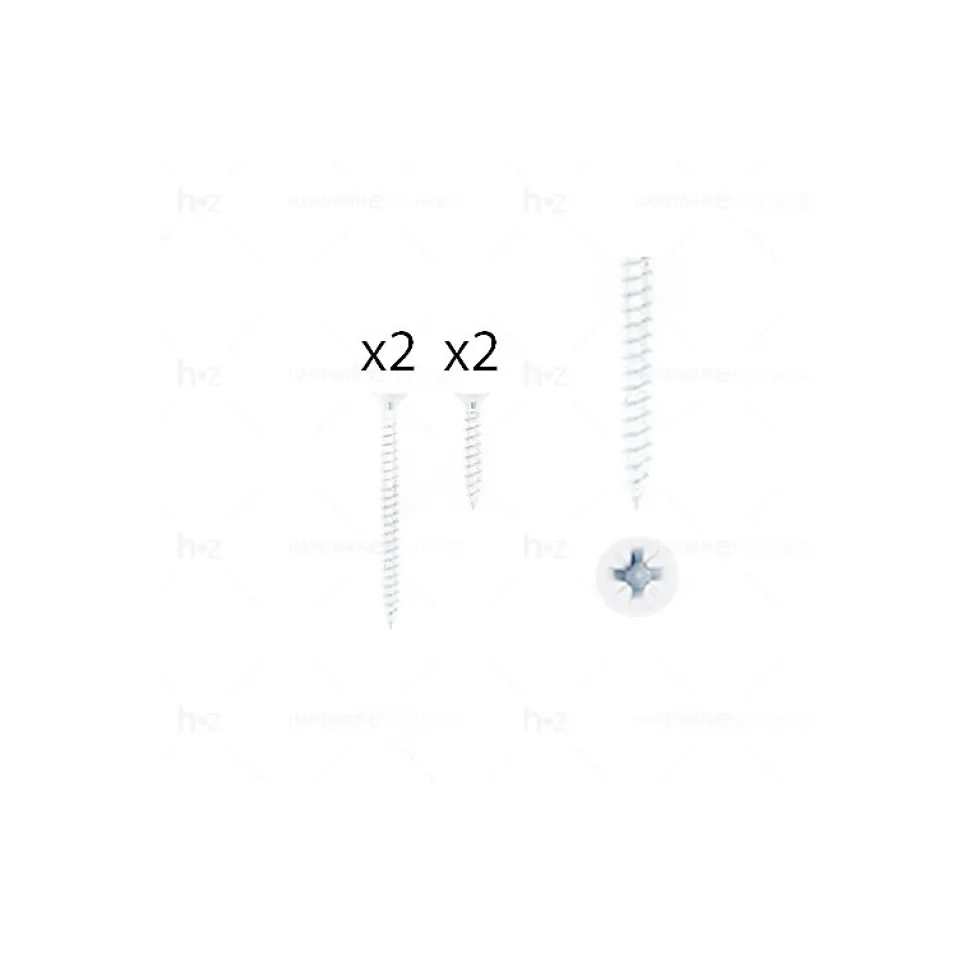 1 kit composés de 2 vis 4x25 mm + 2 vis 4x50 mm Vernis blanc mat
