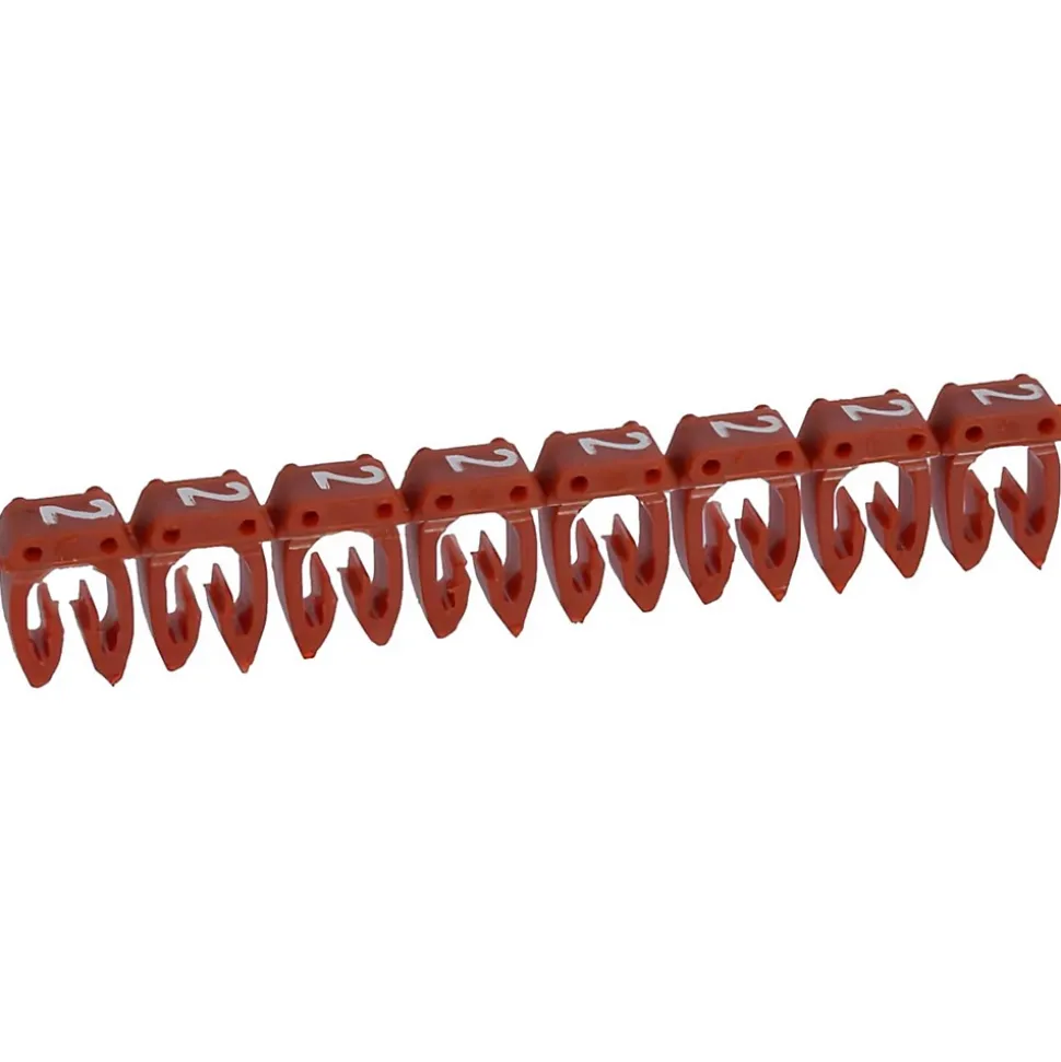038222 Legrand - Boite De 1200 Repères Cab 3 Pour Fils 1,5mm² à 2,5mm² - Marquage Chiffre 2 Rouge