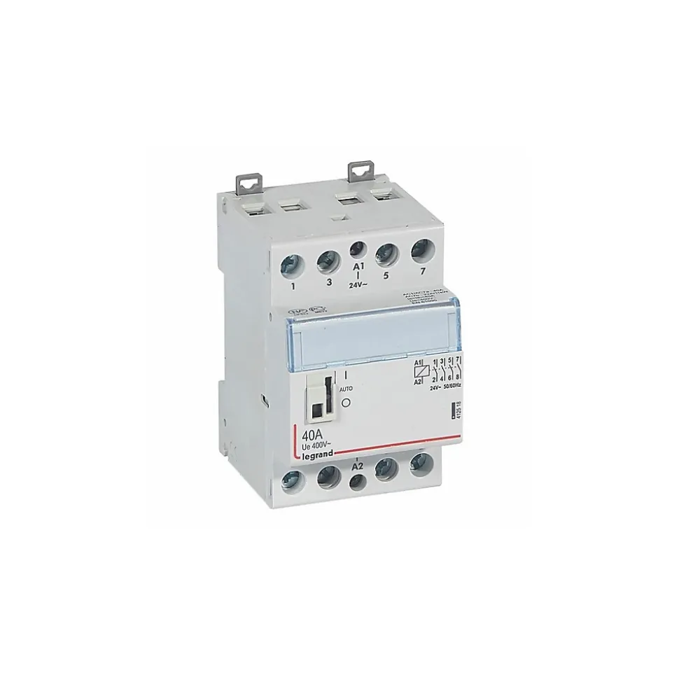 412518 Legrand - Contacteur Jour Nuit Triphasé 4p Pour Cumulus Bobine Tension 24vac - 40a - Contact 4no - 2 Modules