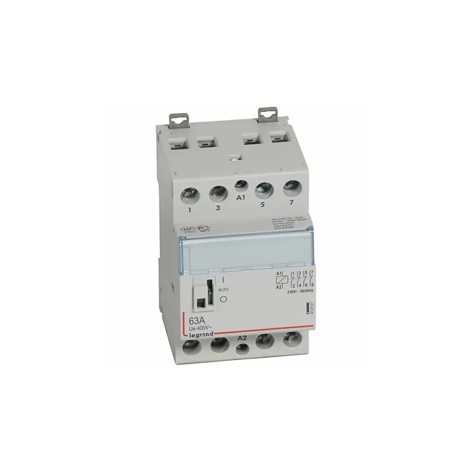 412557 Legrand - Contacteur Jour Nuit Triphasé 4p Bobine 230v - 63a - Contact 4nf - 3 Modules