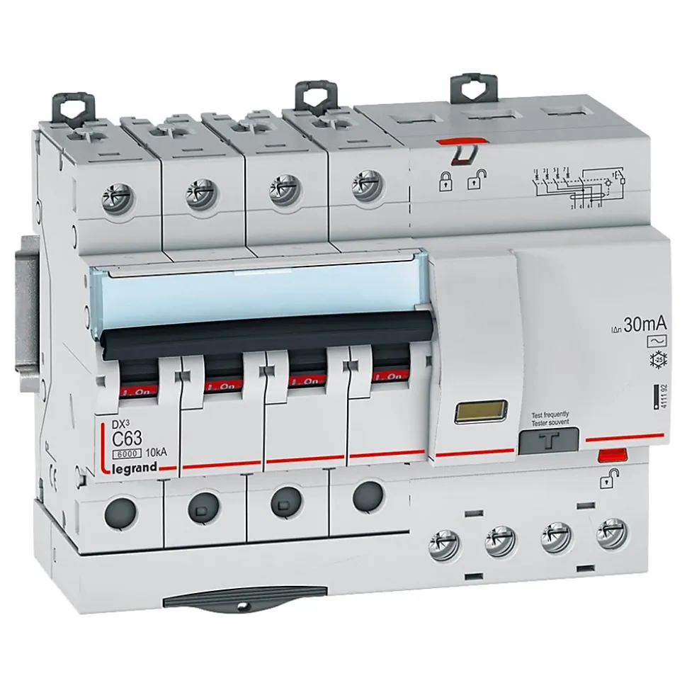 411192 Legrand Disjoncteur Différentiel Tétrapolaire 63a - 30ma - Type Ac - Dx36000 - 10ka - 4p