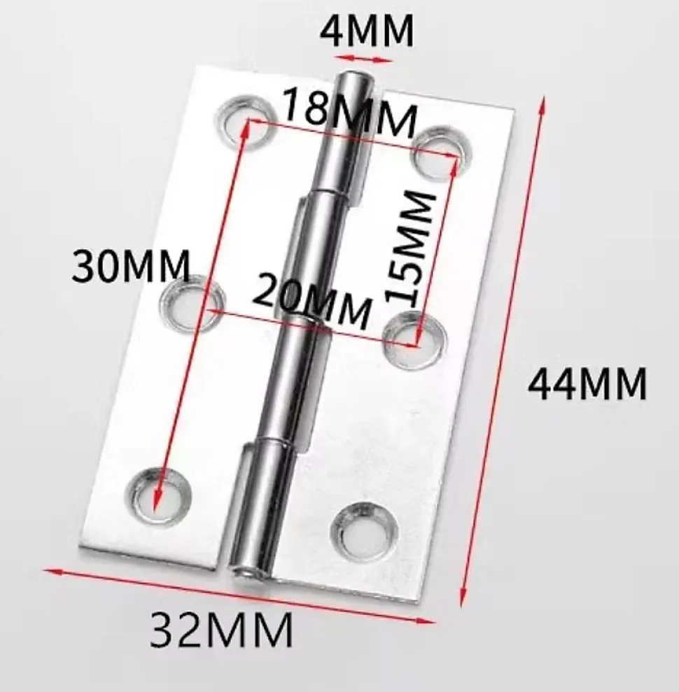 24 pcs en acier inoxydable meubles de maison matériel Charnière de porte Long 44 mm x 34 mm