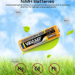 2 piles rechargeables ni-mh stilo AA 2600 mAh