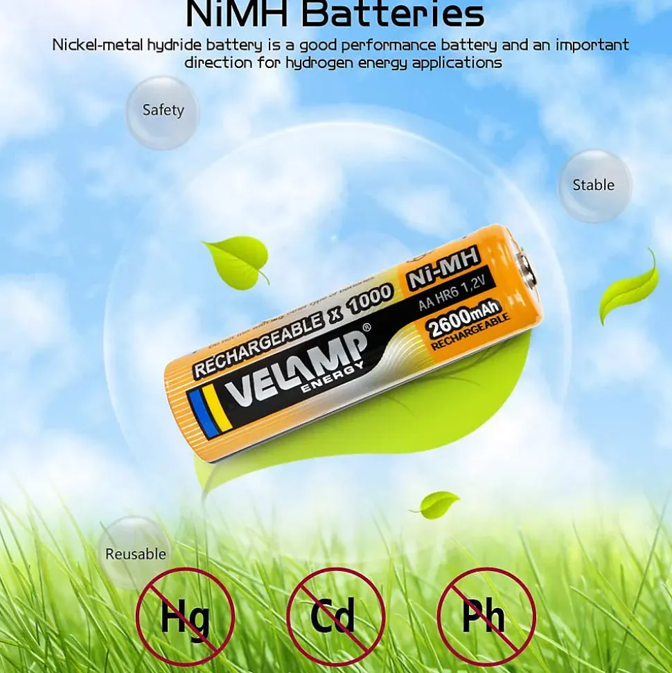 2 piles rechargeables ni-mh stilo AA 2600 mAh
