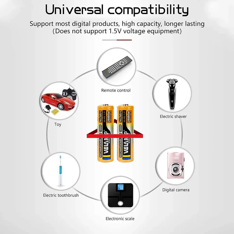 2 piles rechargeables ni-mh stilo AA 2600 mAh