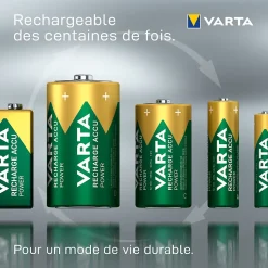 2 Piles rechargeables Ni-MH C (HR14) Varta