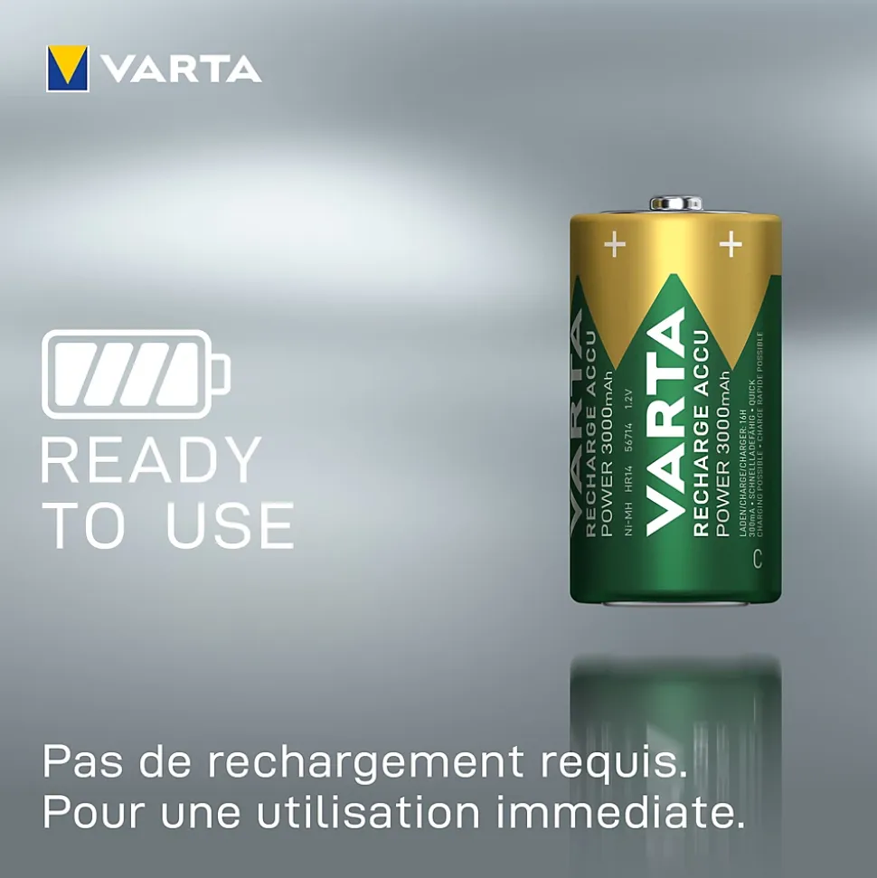 2 Piles rechargeables Ni-MH C (HR14) Varta
